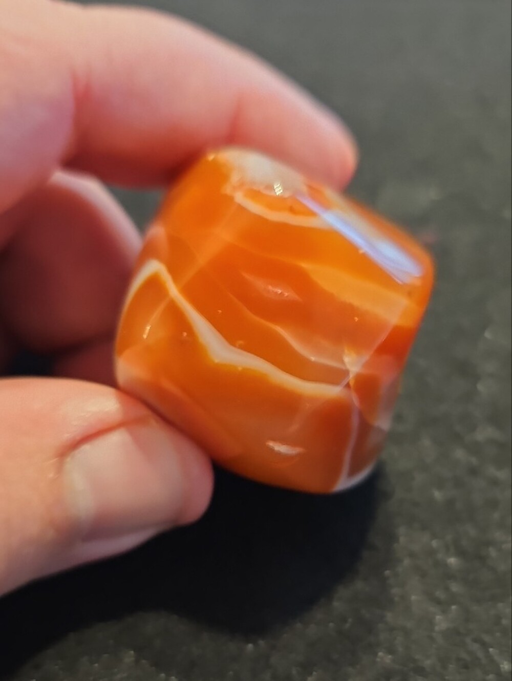 Polished Carnelian Agate Geode Specimen - Orange & White - Picture 8 of 10